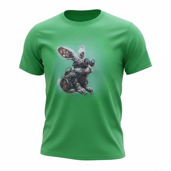 Heren shirt  - Steampunk Konijn - korte mouw - comfortabel katoen