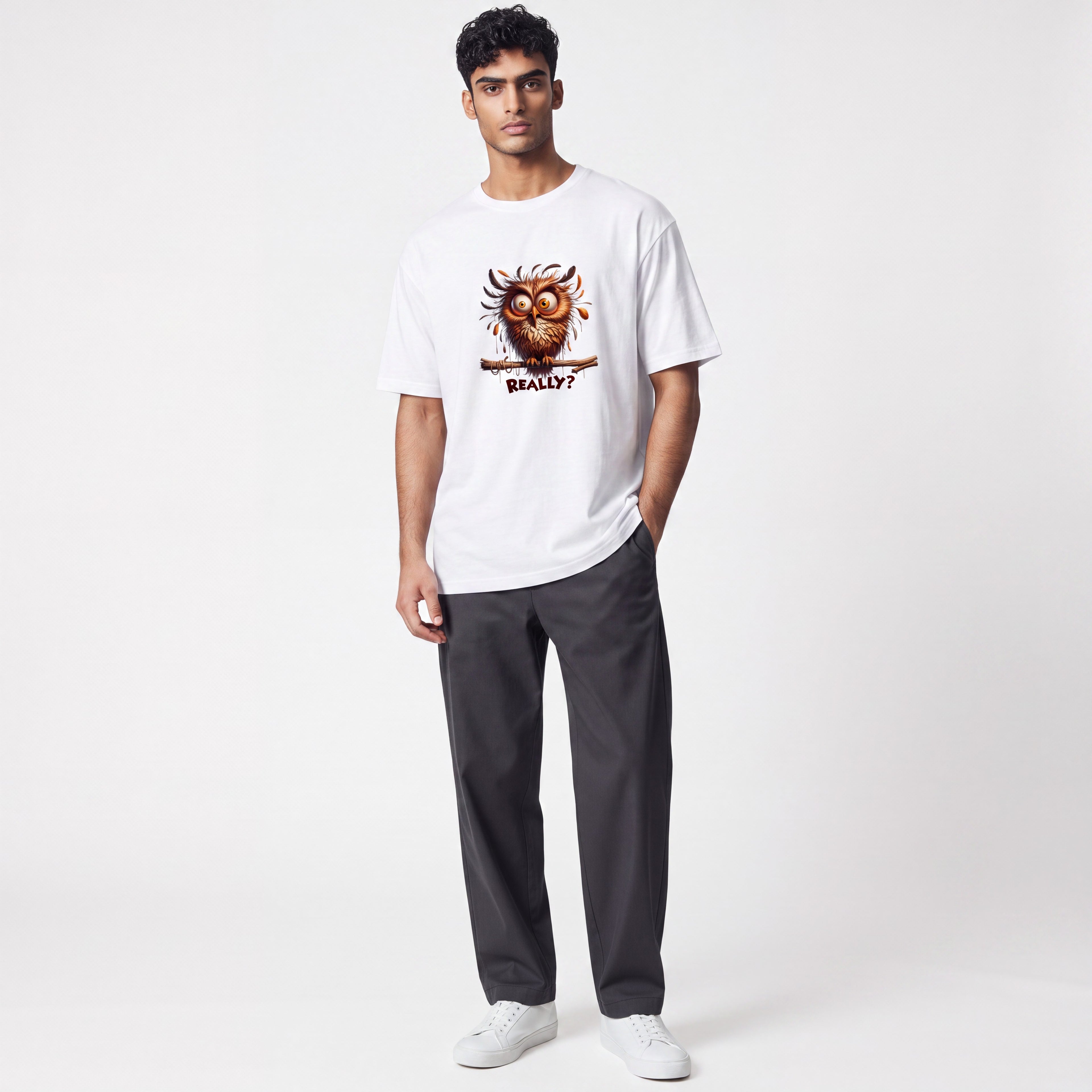 Heren T-shirt met opvallende print - ronde hals - korte mouw