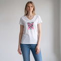 Dames shirt - V-hals met print – korte mouw – comfortabel katoen - Chillout