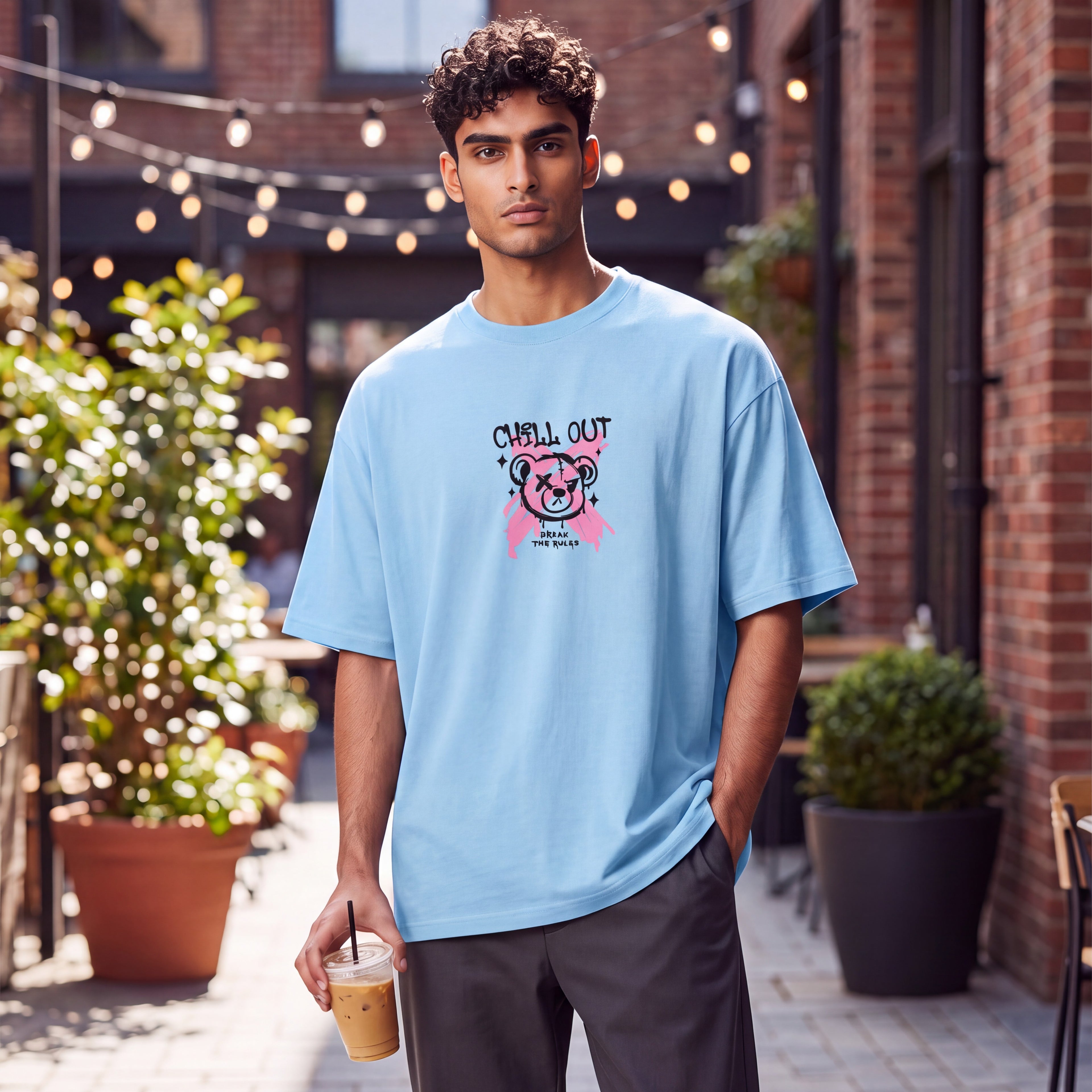 Heren T-shirt – Chill out – korte mouw – naturel