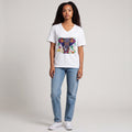 Dames shirt -Olifant- V-hals met print – korte mouw – comfortabel katoen