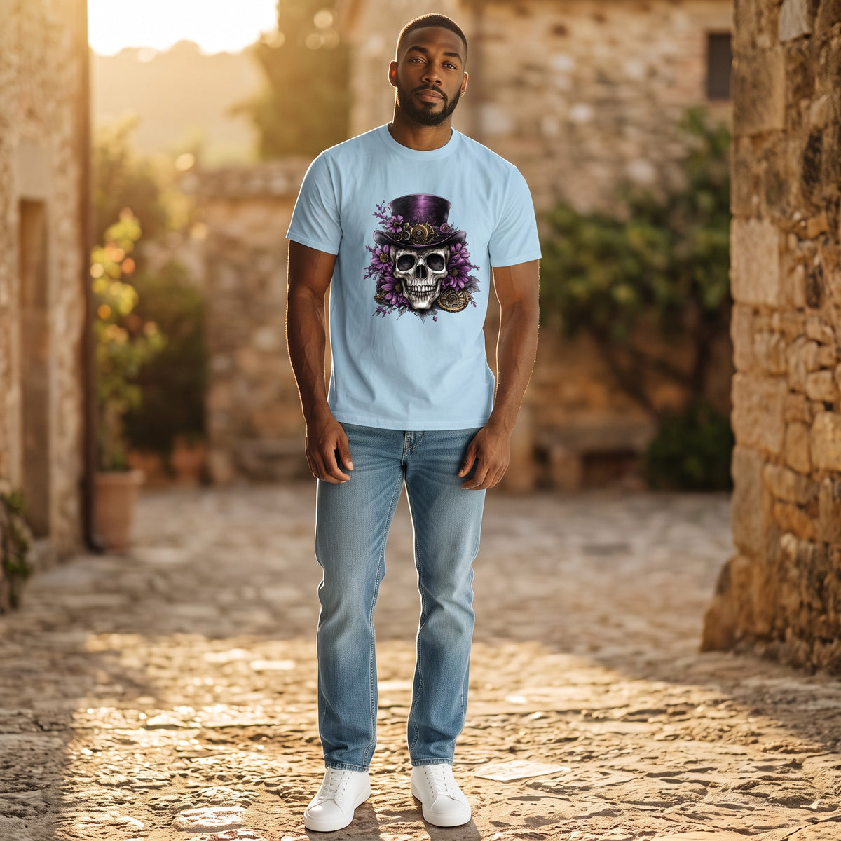 Steampunk T-shirt voor heren – Stoere print  100% katoen · comfortabel en stijlvol