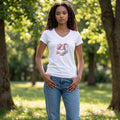 Dames T-shirt - Kobold – V-hals met print – korte mouw – comfortabel katoen