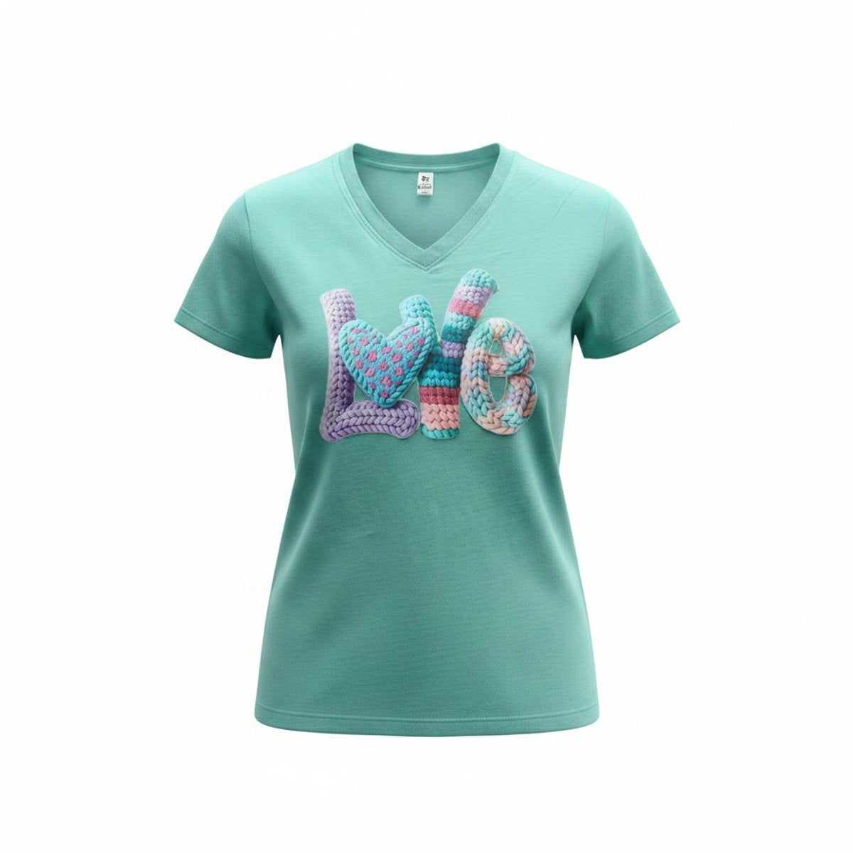 Dames T-shirt - Love -V-hals korte mouw met print – katoen – casual basic