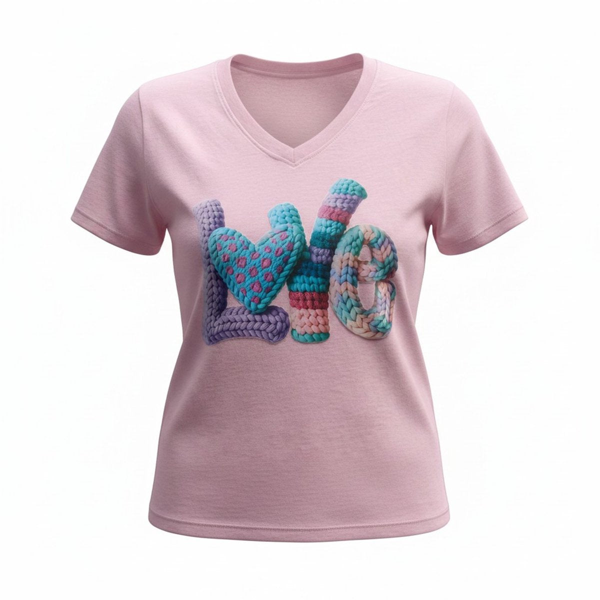Dames T-shirt - Love -V-hals korte mouw met print – katoen – casual basic