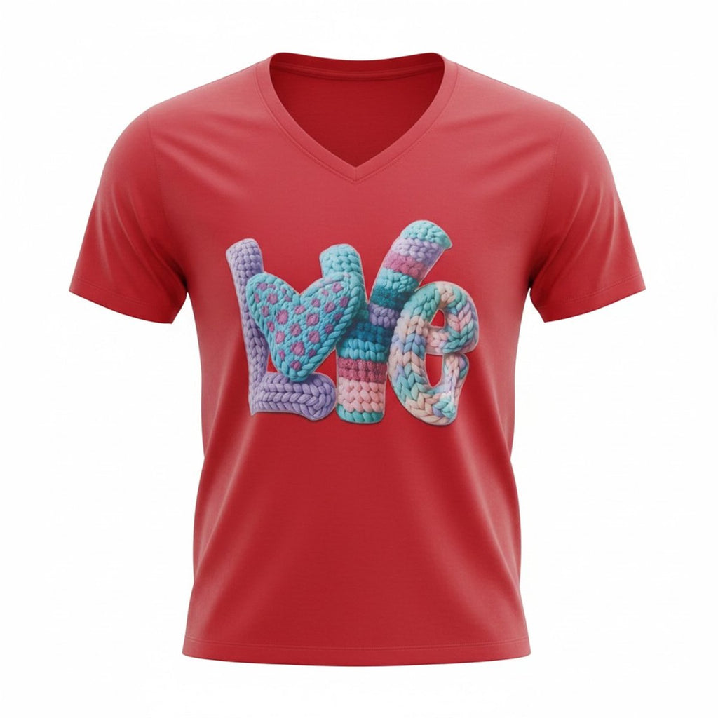 Dames T-shirt - Love -V-hals korte mouw met print – katoen – casual basic