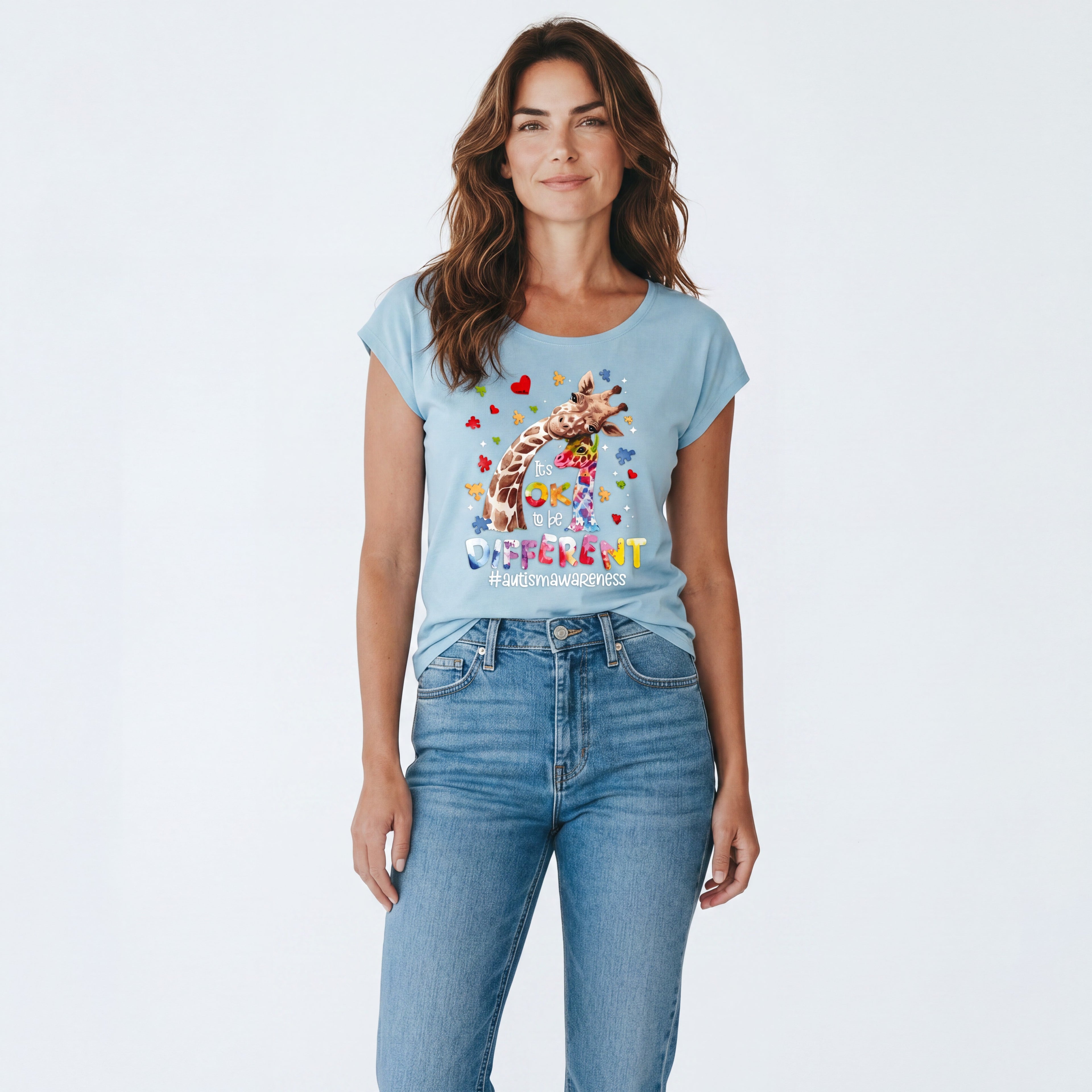 Dames wide neck T-shirt – It's OK to Be Different – korte mouw – comfortabel katoen