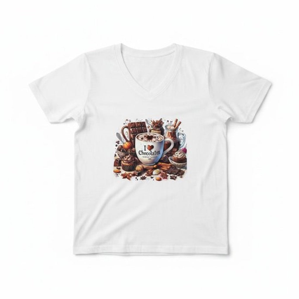 Dames shirt - I love chocolate - korte mouw - Vneck