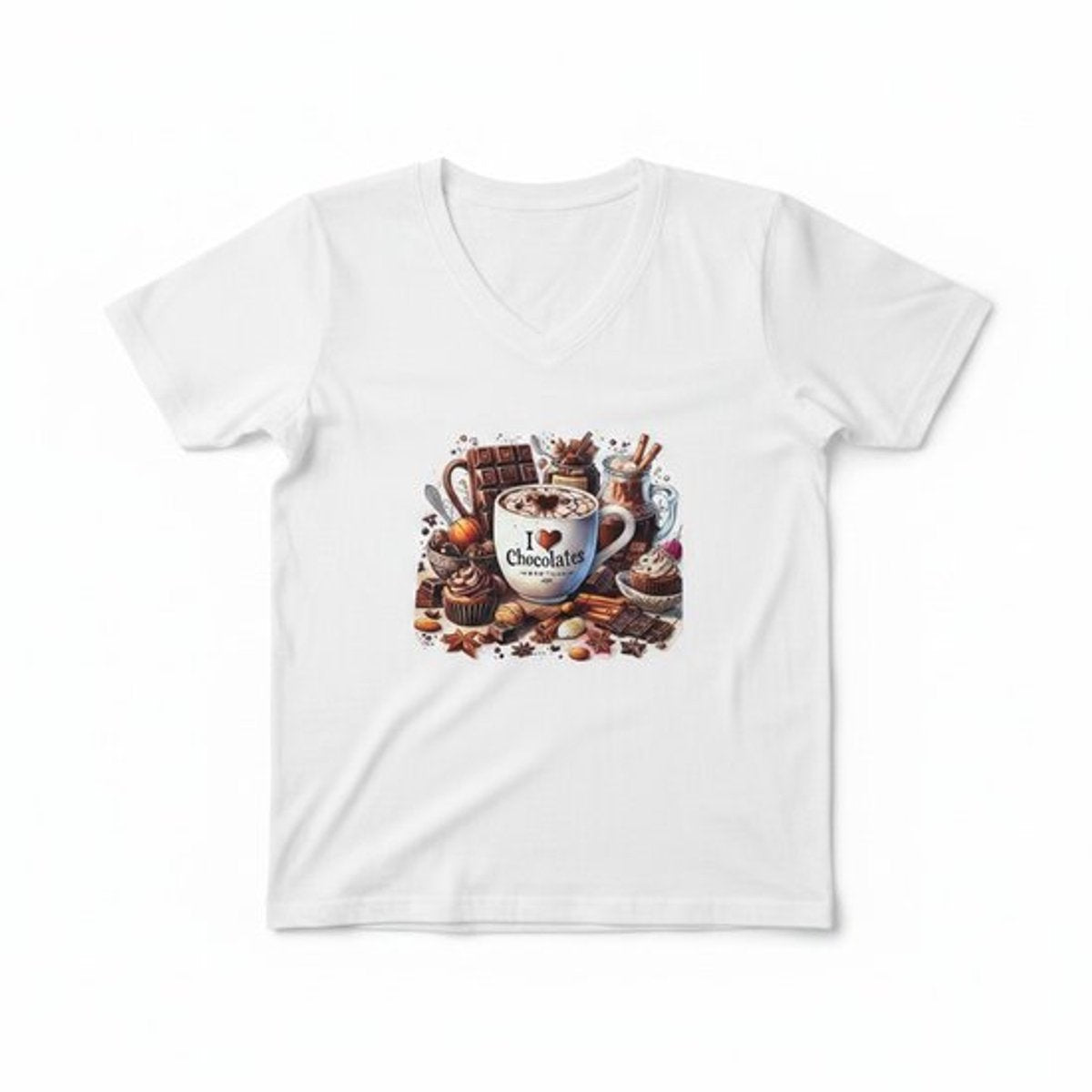 Dames shirt - I love chocolate - korte mouw - Vneck