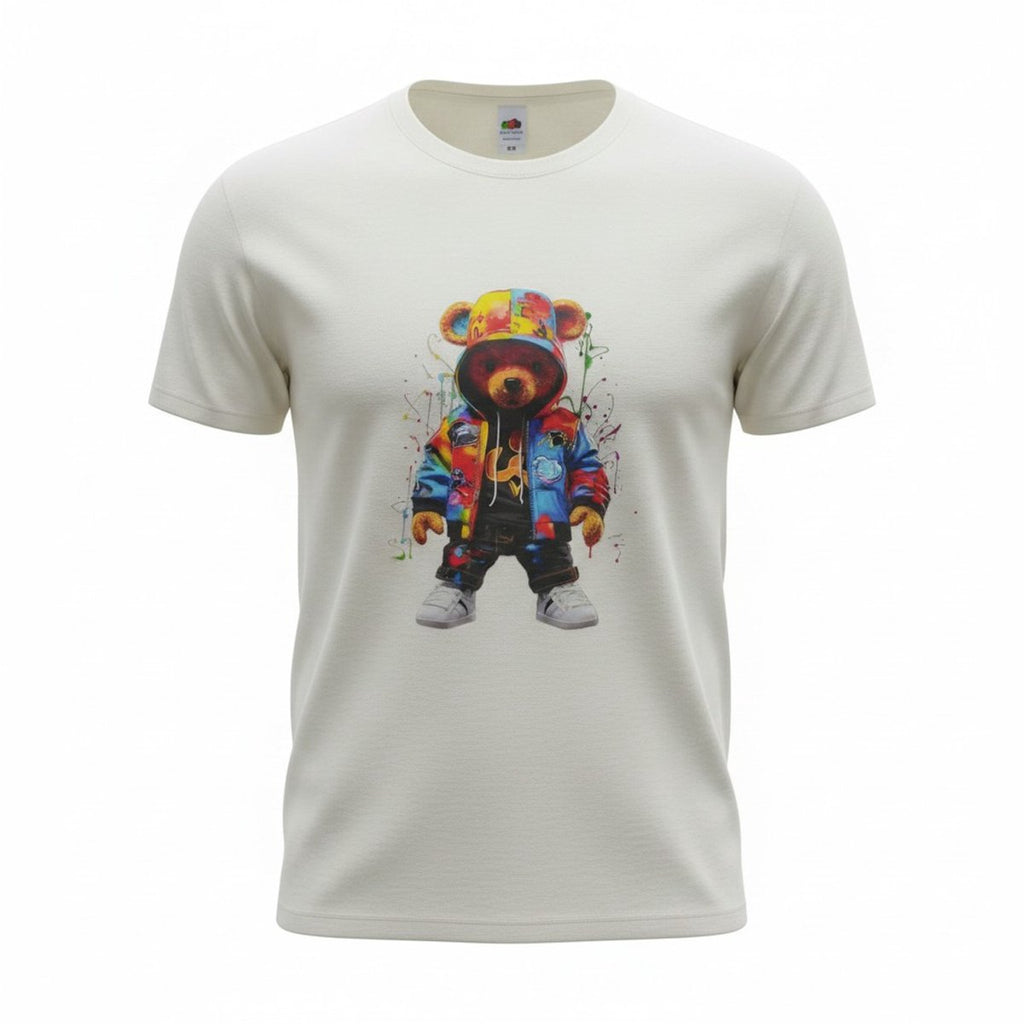 Heren t-shirt - korte mouw - met print - beertje hip hop