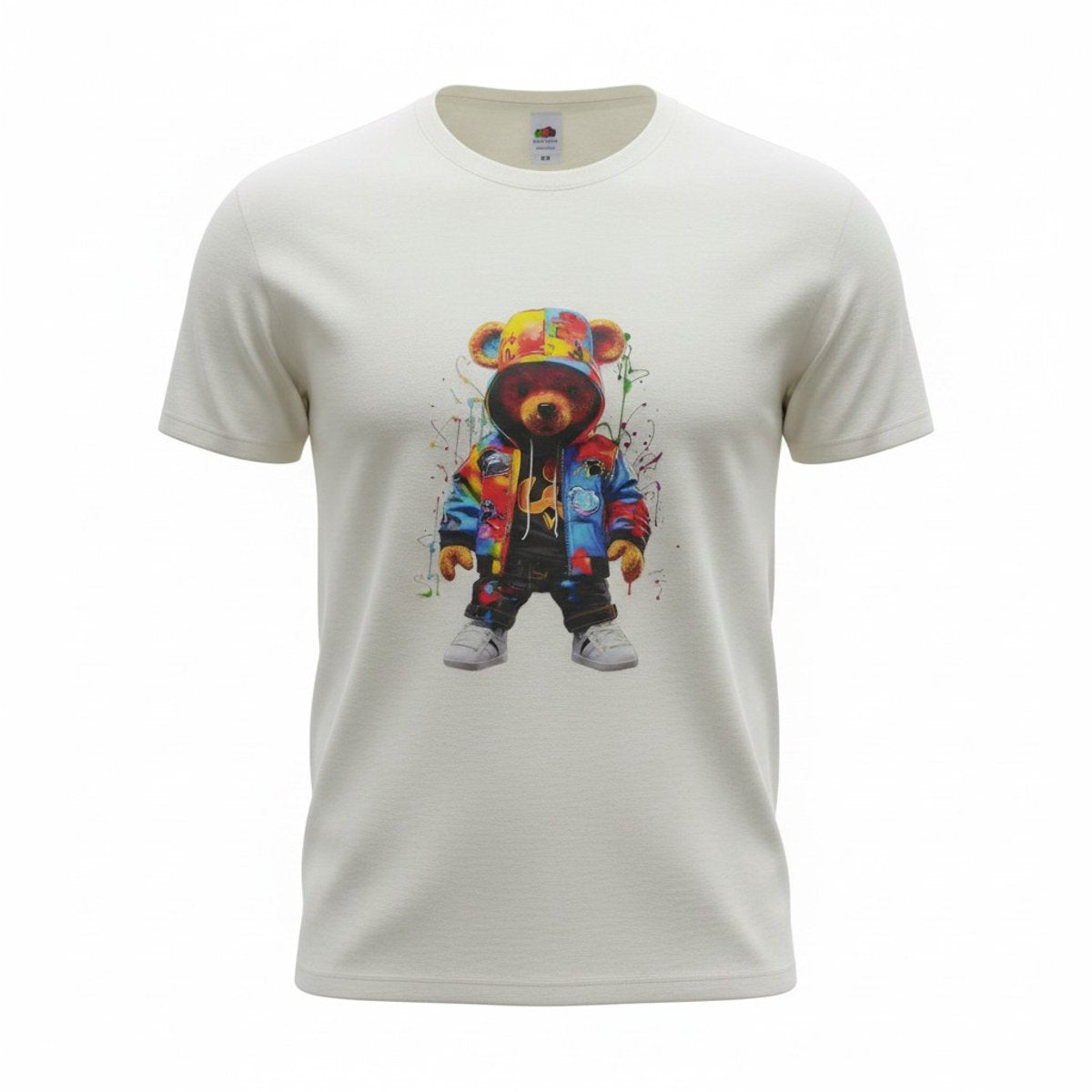 Heren t-shirt - korte mouw - met print - beertje hip hop