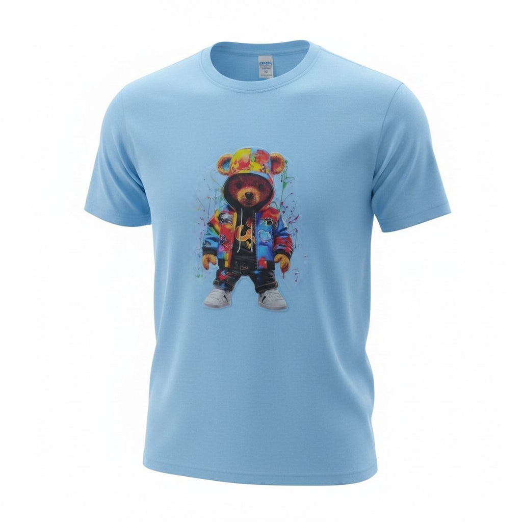 Heren t-shirt - korte mouw - met print - beertje hip hop