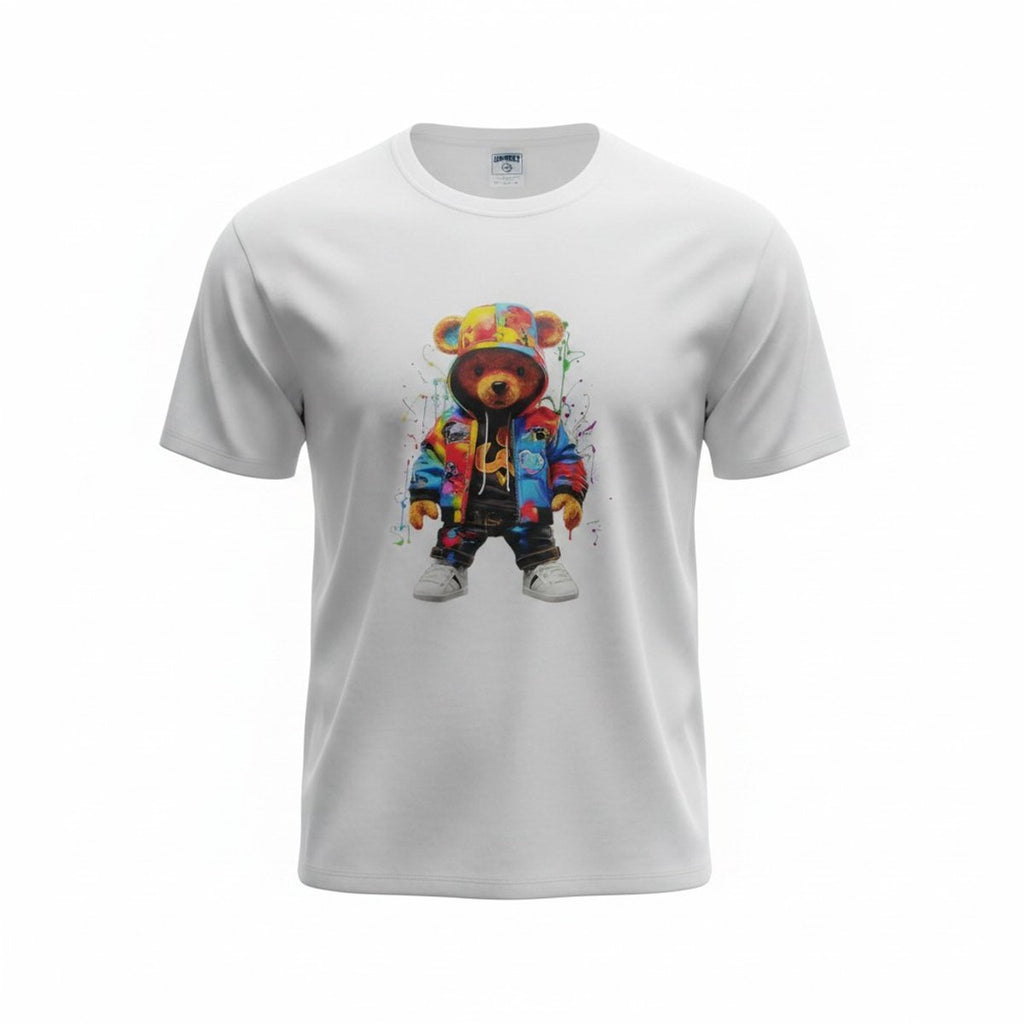 Heren t-shirt - korte mouw - met print - beertje hip hop