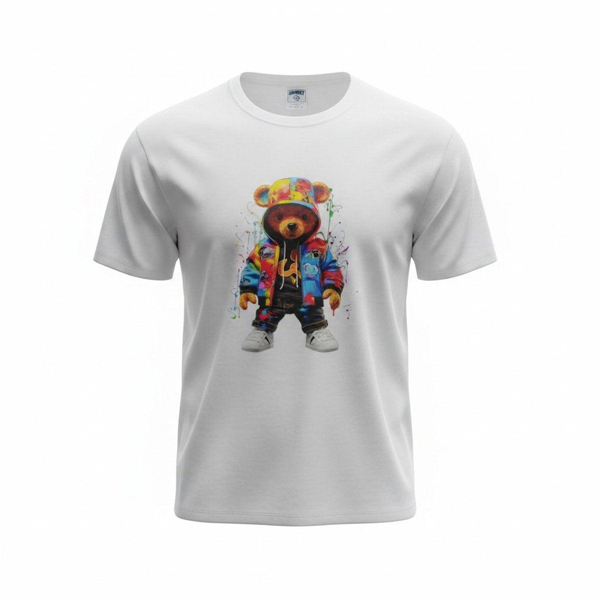 Heren t-shirt - korte mouw - met print - beertje hip hop