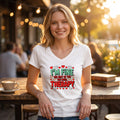 Dames T-shirt - I`m fine – V-hals met print – korte mouw – comfortabel katoen