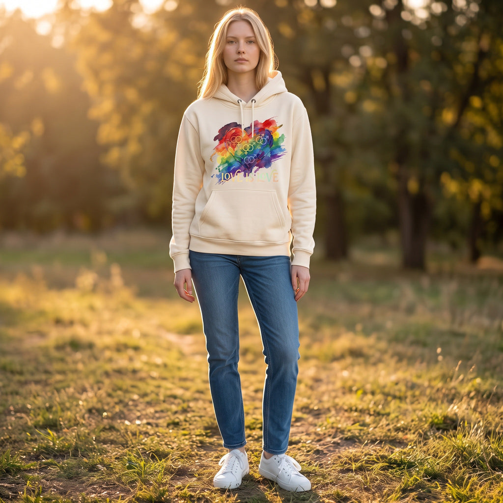 Sweatshirt - Love is Love - lichtgeel - comfortabel katoen