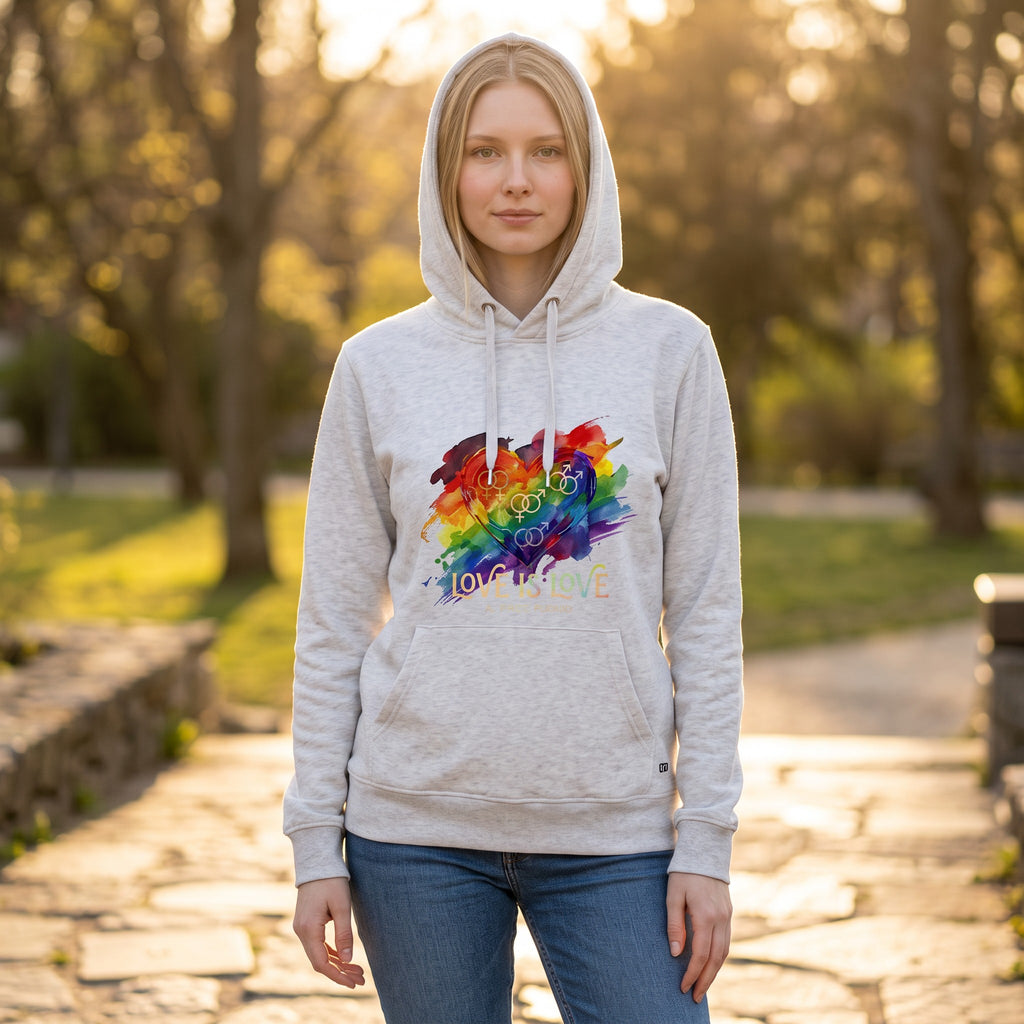 Sweatshirt - Love is Love - lichtgeel - comfortabel katoen