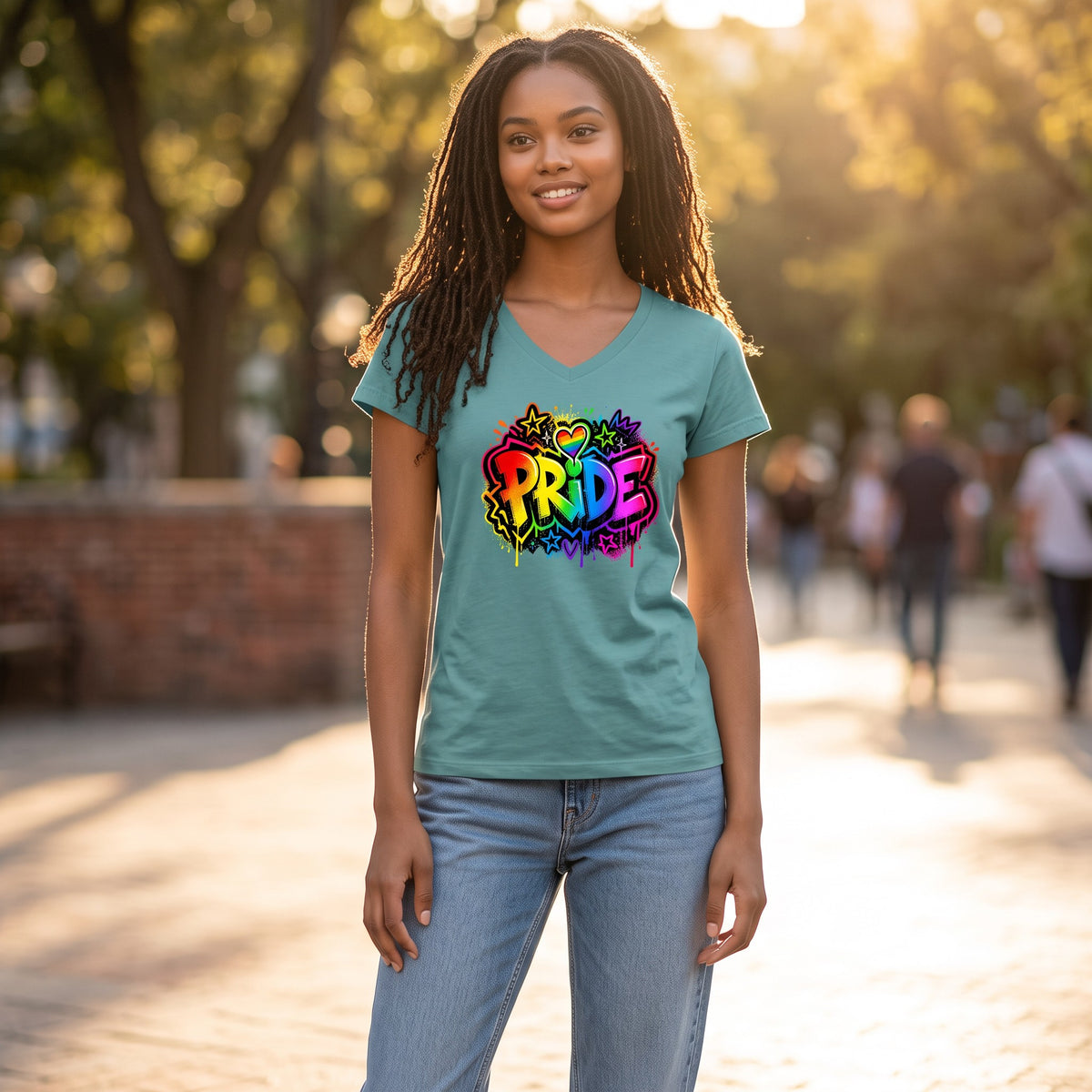 Dames shirt - Pride - V-hals met print – korte mouw – comfortabel katoen
