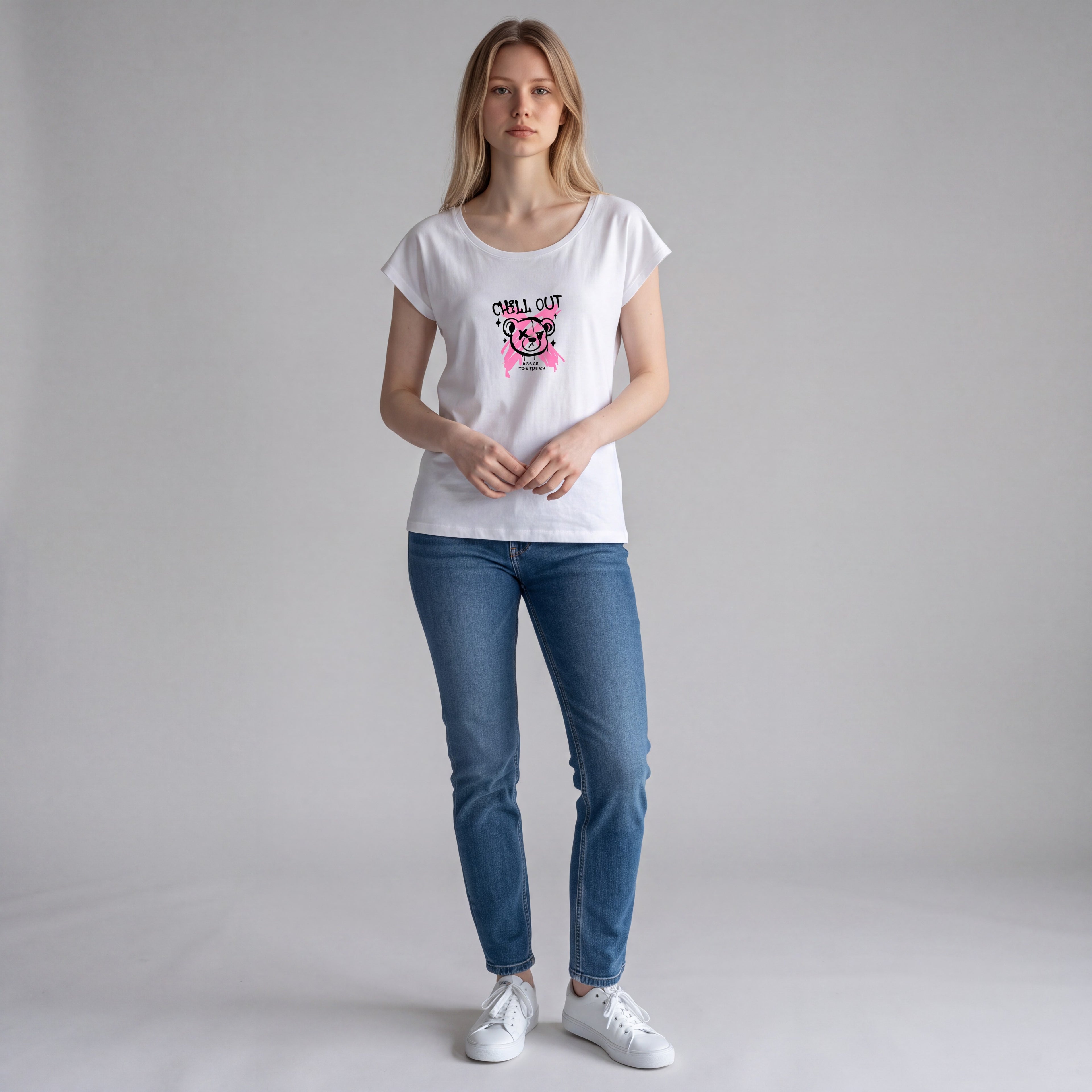 Dames shirt  -dames wide neck tee - met print – korte mouw – comfortabel katoen - Chillout